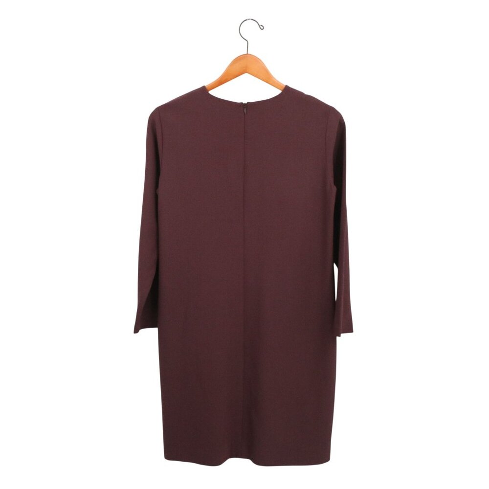 Theory Kula W Trinity 2 Burgundy Long Sleeve Shift Dress 4 - Picture 6 of 7
